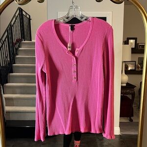 J. Crew Pink Long Sleeve Henley Top